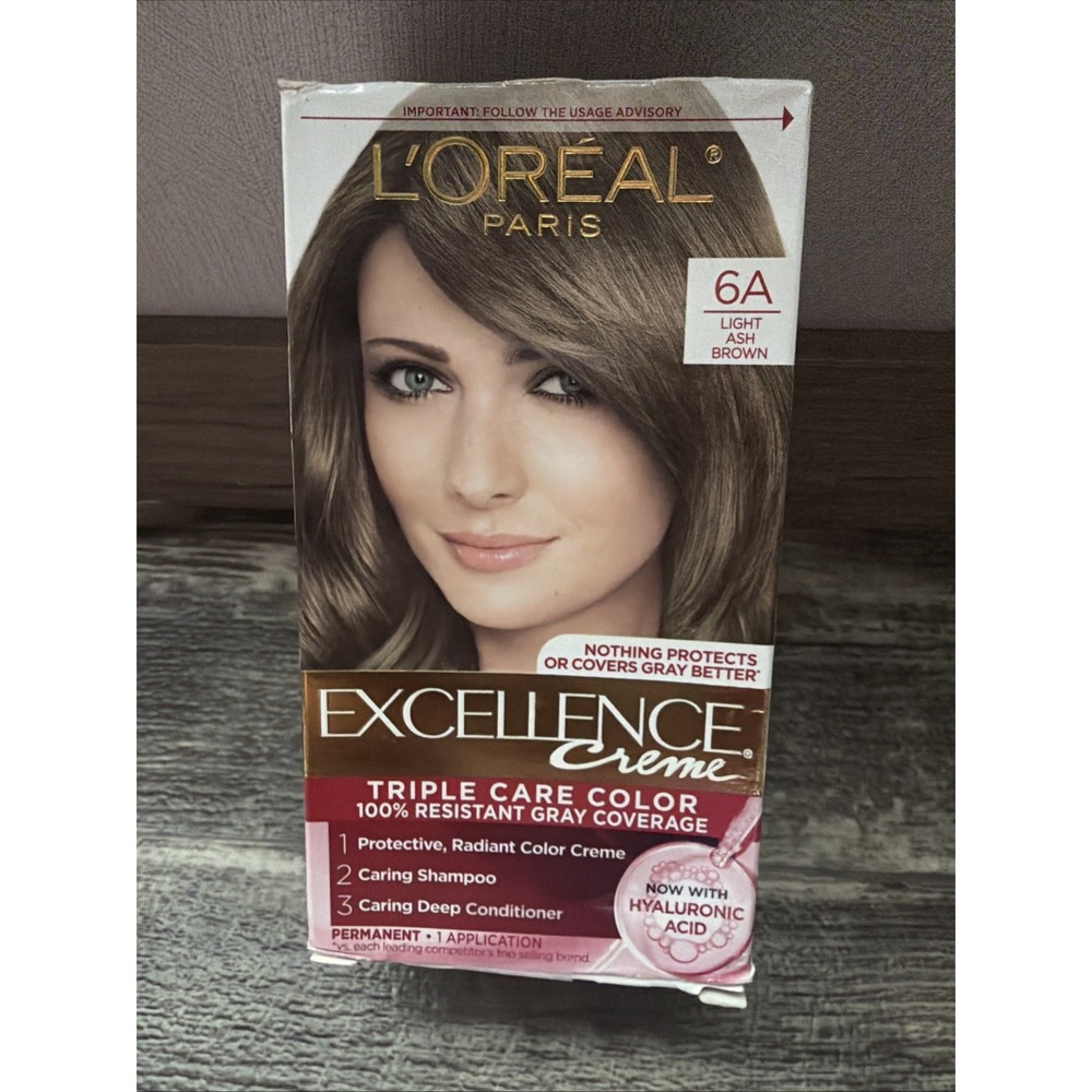 Loreal Excellence Creme Permanent Hair Color 6A Light Ash Brown 1 box